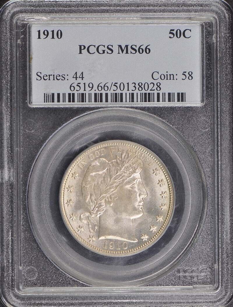 1910 50C Barber Half Dollar PCGS MS66