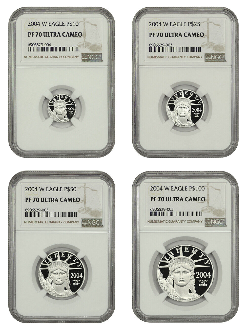 2004-W Platinum Statue of Liberty Set NGC PR70DCAM (4 Coins)