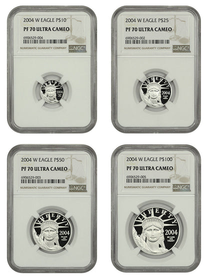 2004-W Platinum Statue of Liberty Set NGC PR70DCAM (4 Coins)