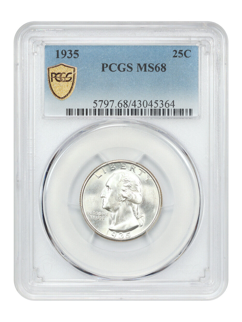 1935 25C PCGS MS68