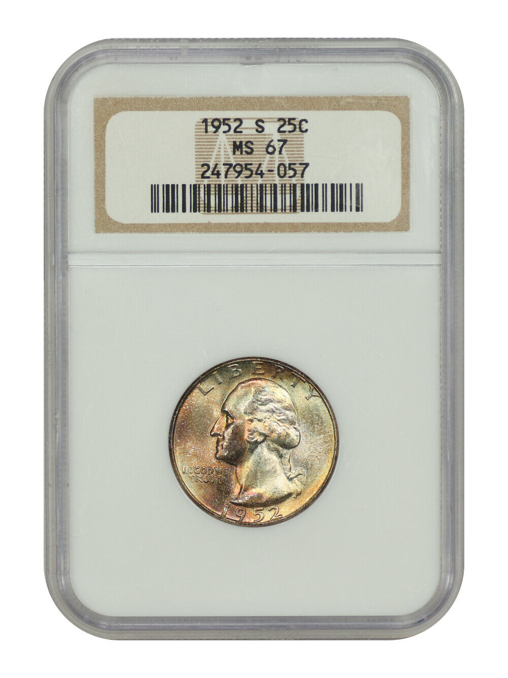 1952-S 25C NGC MS67 - Washington Quarter