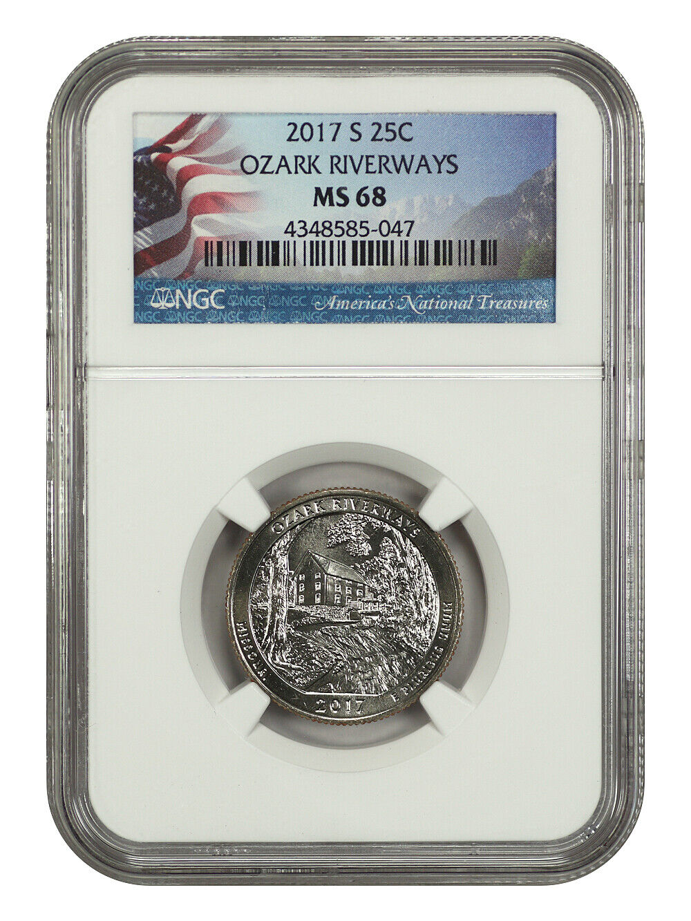 2017-S 25C Ozark Riverways NP NGC MS68 - Type 1 - Clad