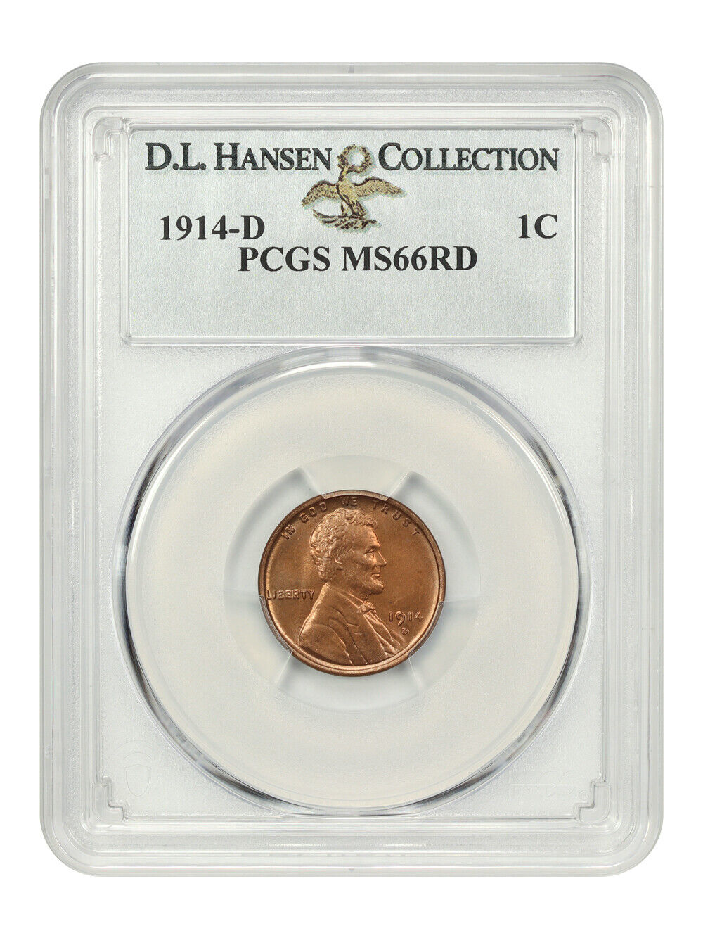 1914-D 1c PCGS MS66 RD ex: D.L. Hansen