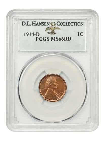 1914-D 1c PCGS MS66 RD ex: D.L. Hansen