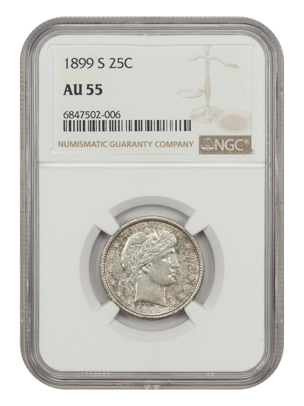 1899-S 25C NGC AU55 - Barber Quarter