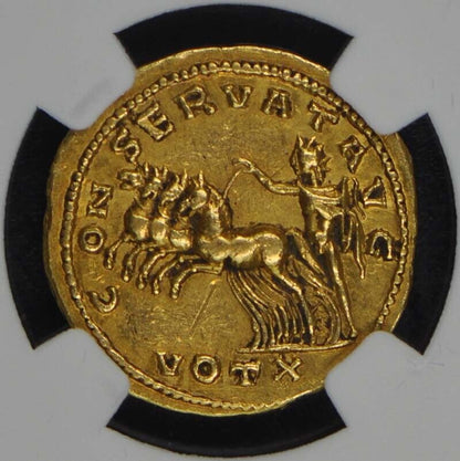 Tacitus, AD 275-276 ROMAN EMPIRE AV Aureus NGC XF40 Quadriga