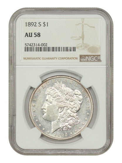 1892-S $1 NGC AU58 - Morgan Dollar - Key Date Morgan Dollar