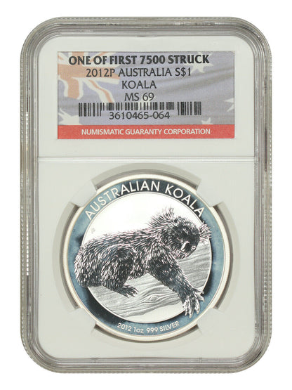 Australia: 2012P $1 Silver Koala NGC MS69 (1 of First 7500 Struck) - Other