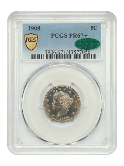 1908 5C PCGS/CAC PR67+ - Liberty Nickel