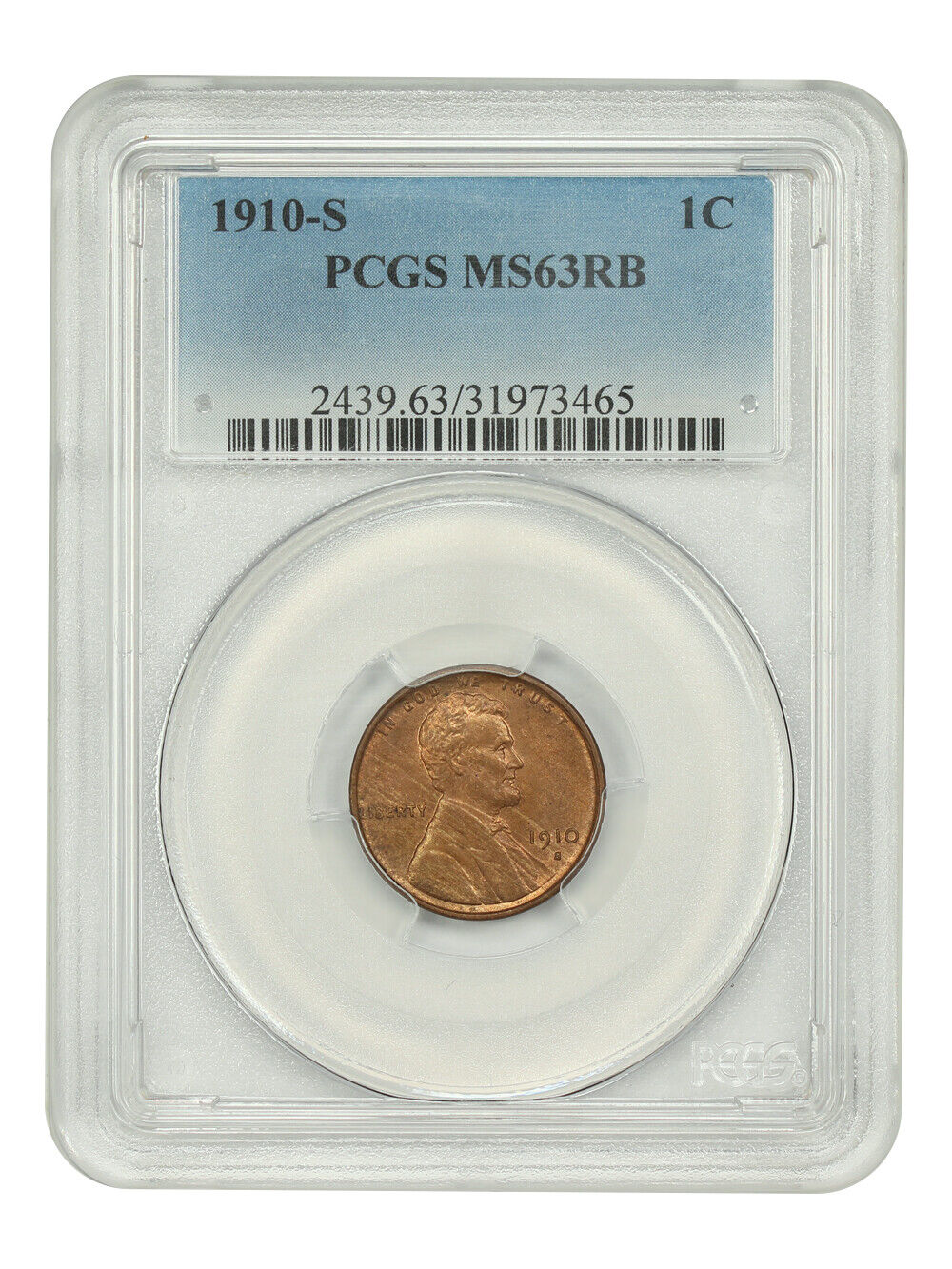 1910-S 1C PCGS MS63RB - Lincoln Cent (Wheat Reverse) - Better S-Mint