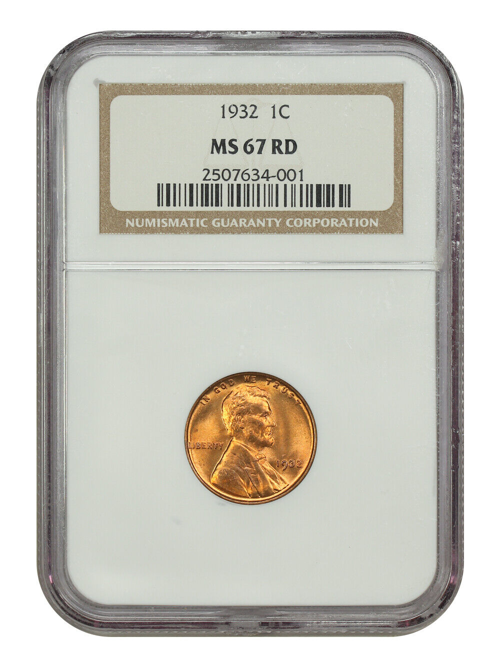 1932 1C NGC MS67RD - Lincoln Cent (Wheat Reverse)