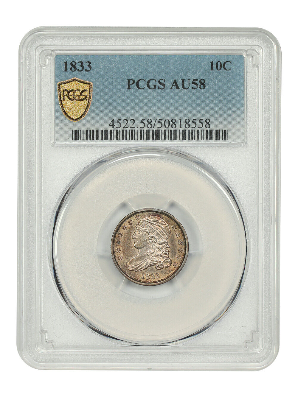 1833 10C PCGS AU58 - Capped Bust Dime - Fantastic Slider