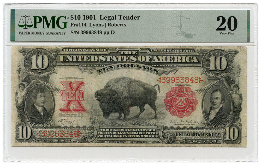 FR. 114 1901 $10 Legal Tender PMG VF20 (Minor Repairs) - Other