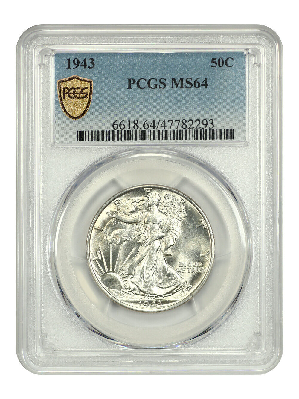 1943 50C PCGS MS64 - Walking Liberty Half Dollar