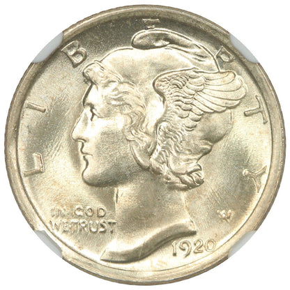 1920 10C NGC MS66FB - Mercury Dime