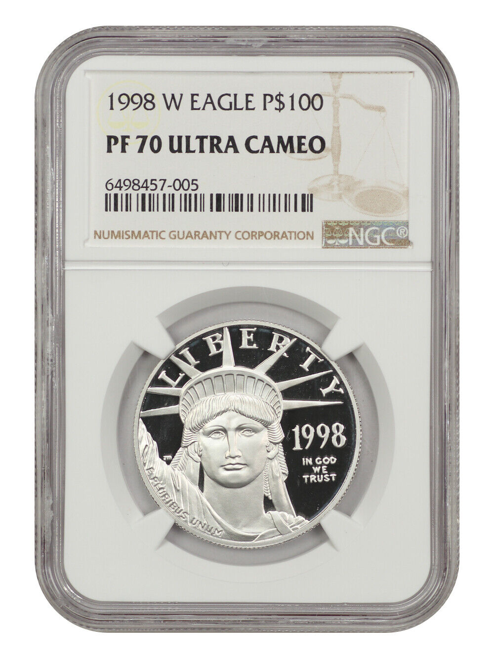 1998-W Platinum Eagle $100 NGC Proof 70 UCAM