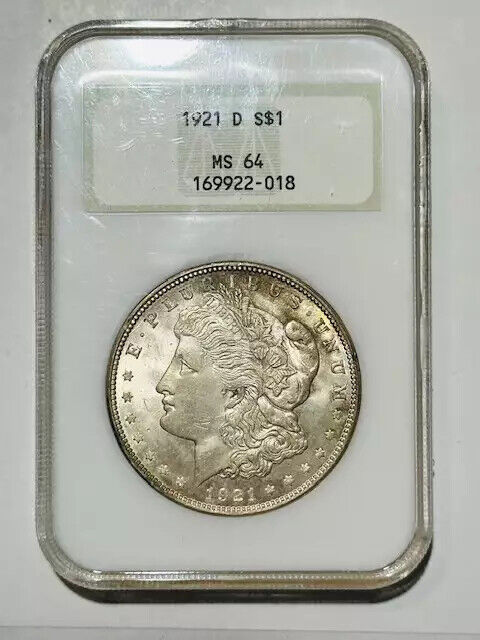 1921 D Morgan Silver Dollar NGC MS-64- Original Toning!