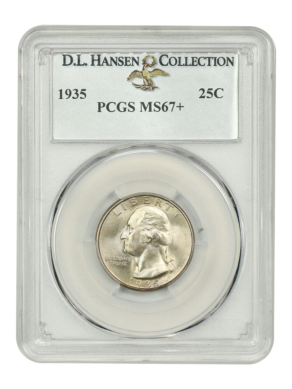 1935 25C PCGS MS67+ ex: D.L. Hansen - Washington Quarter