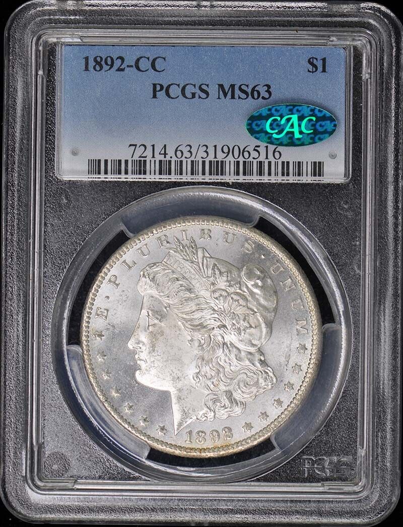 1892-CC $1 Morgan Dollar PCGS MS63 (CAC)