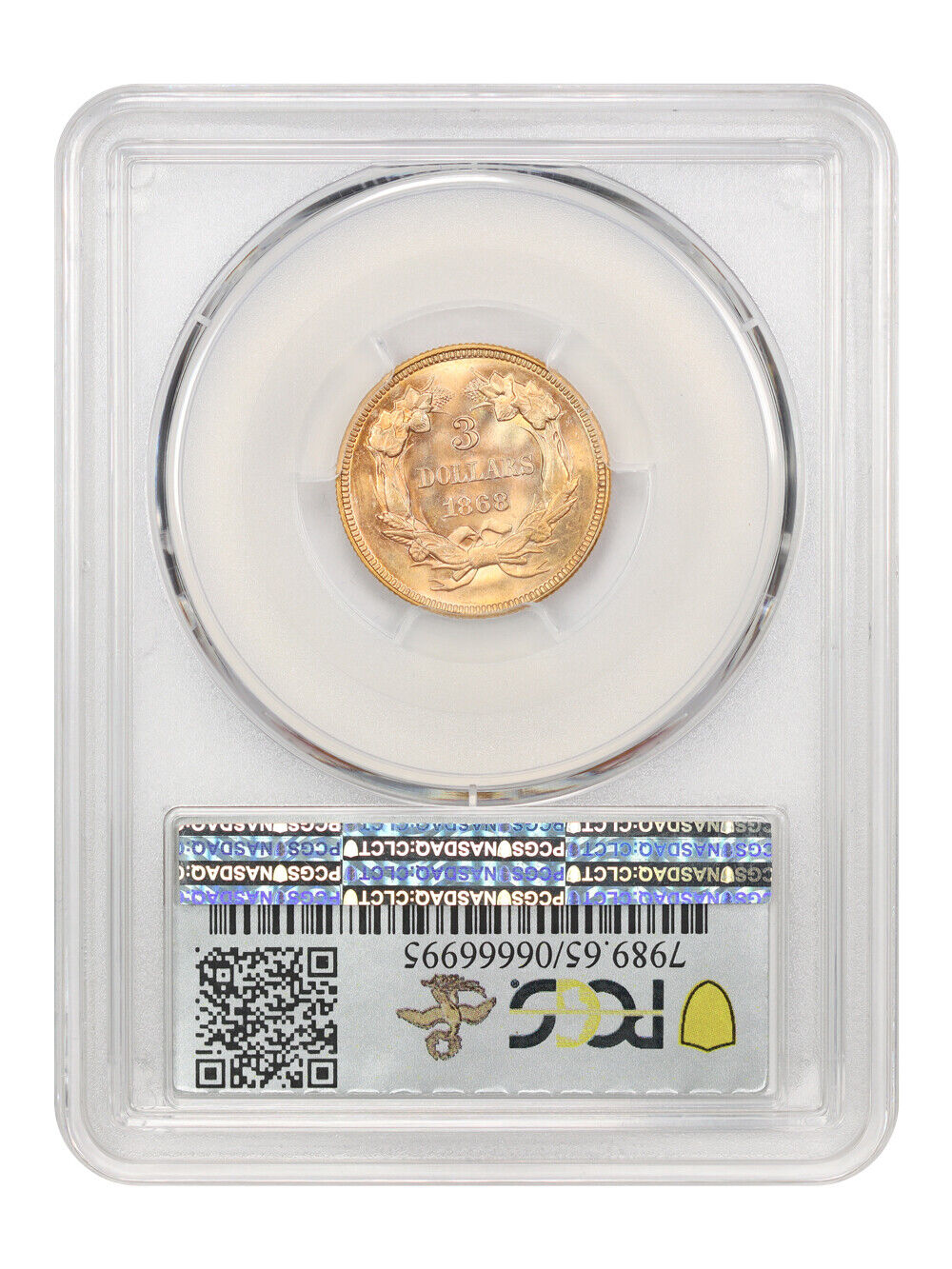 1868 $3 PCGS MS65 ex: D.L. Hansen/Simpson