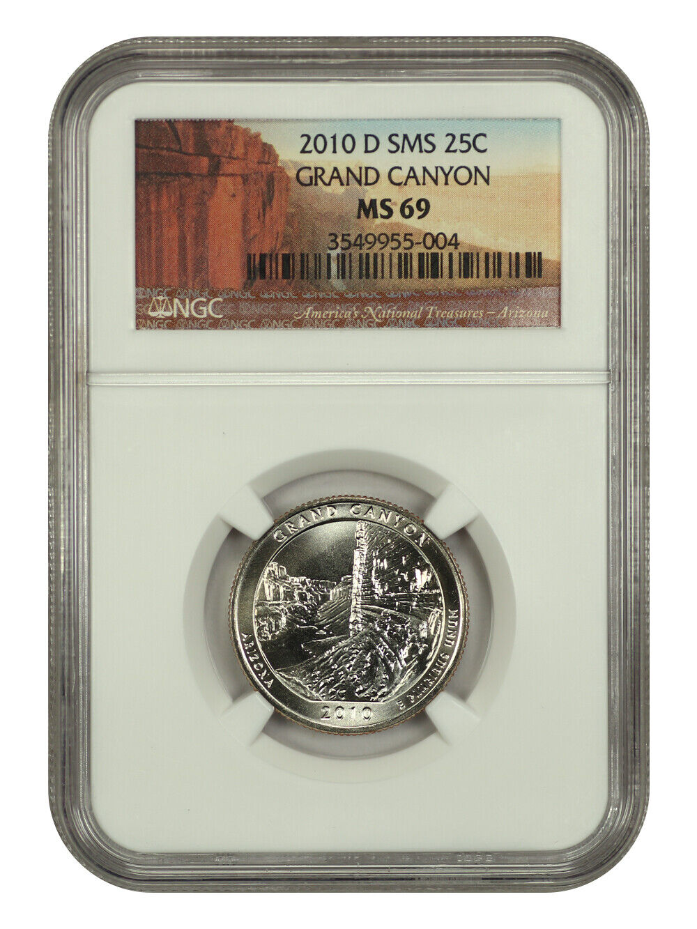 2010-D 25C Grand Canyon NP NGC SP69 (Satin Finish) - Type 1 - Clad