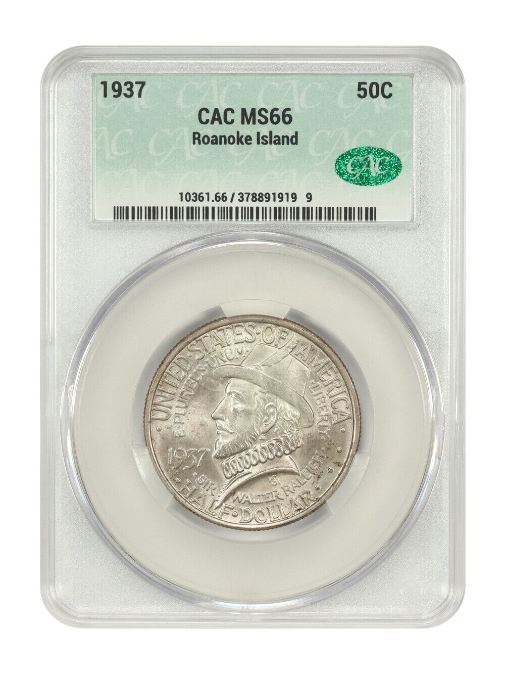 1937 50C Roanoke CACG MS66 - Classic Silver Commemorative