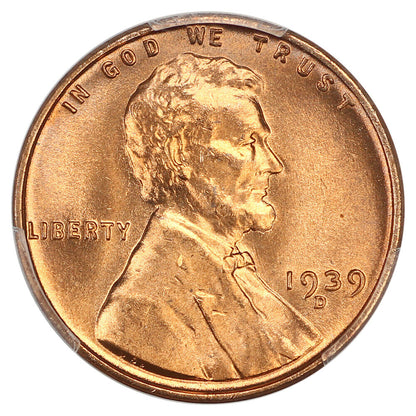 1939-D 1C PCGS MS67RD - Lincoln Cent (Wheat Reverse)