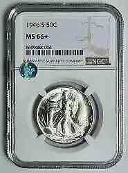 1946 S Walking Liberty Half Dollar NGC MS-66+ Sight White