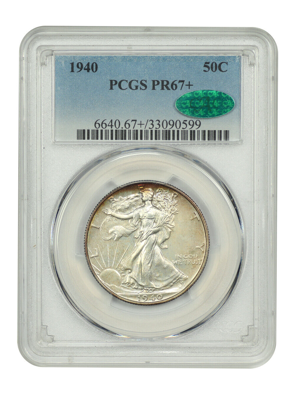 1940 50C PCGS/CAC PR67+ - Walking Liberty Half Dollar