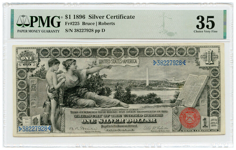 FR. 225 1896 $1 Silver Certificate PMG Choice VF35 - Other