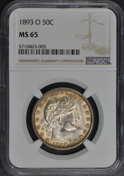 1893-O Barber Half Dollar 50C NGC MS65