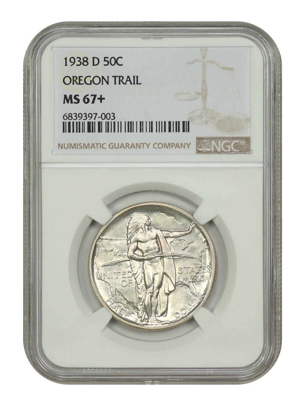 1938-D 50C Oregon NGC MS67+ - Classic Silver Commemorative - Low Mintage Issue