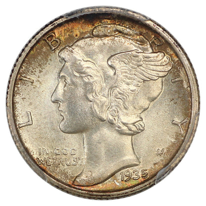 1935-S 10C PCGS/CAC MS67+FB ex: D.L. Hansen - Mercury Dime