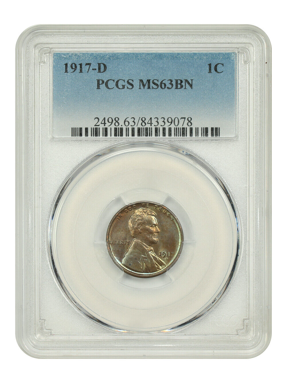 1917-D 1C PCGS MS63BN - Lincoln Cent (Wheat Reverse) - Popular Early D-Mint