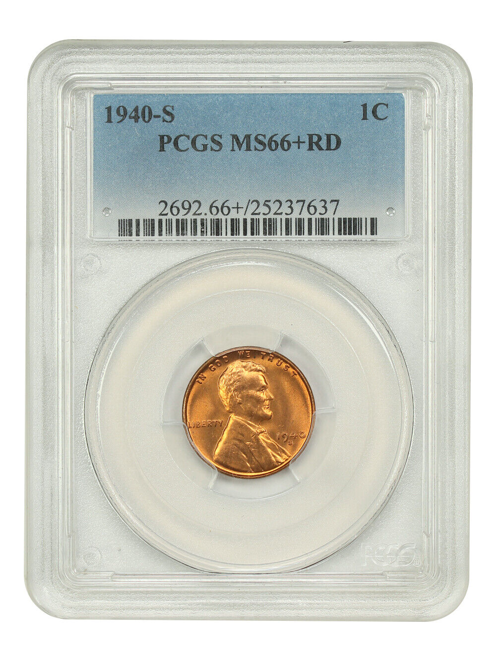 1940-S 1C PCGS MS66+RD - Lincoln Cent (Wheat Reverse)