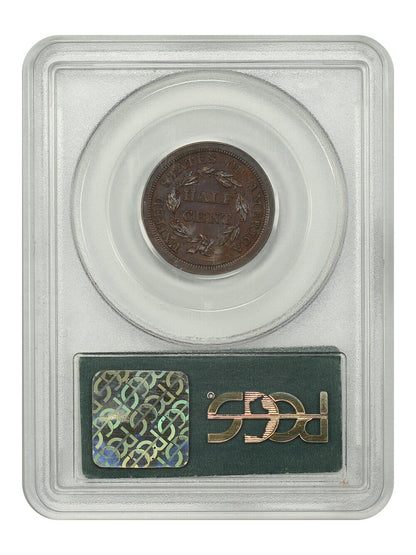 1841 1/2C PCGS/CAC PR63RB (Original, OGH) - Braided Hair Half Cent