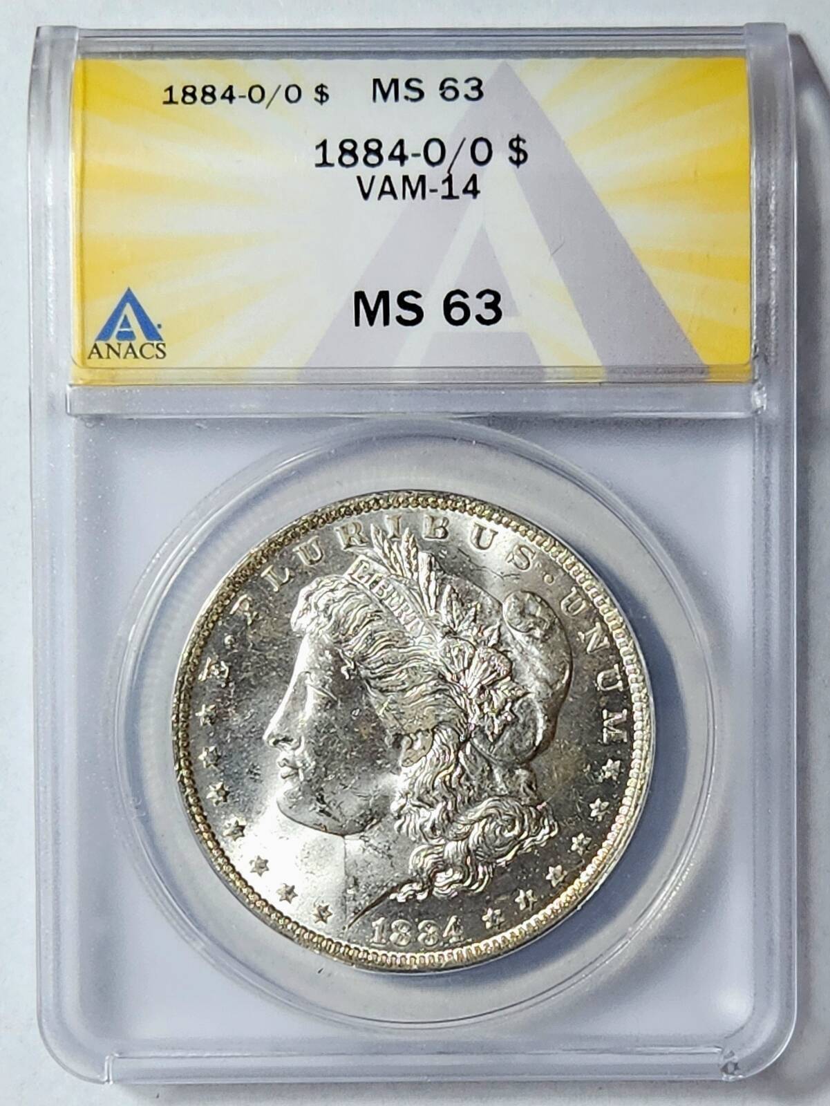 1884 O/O Morgan Silver Dollar ANACS MS-63 VAM - 14