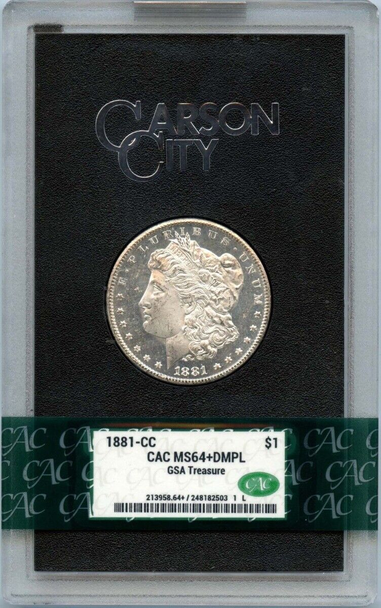 1881-CC $1 Morgan Dollar GSA Hoard CACG MS64+DMPL CAC