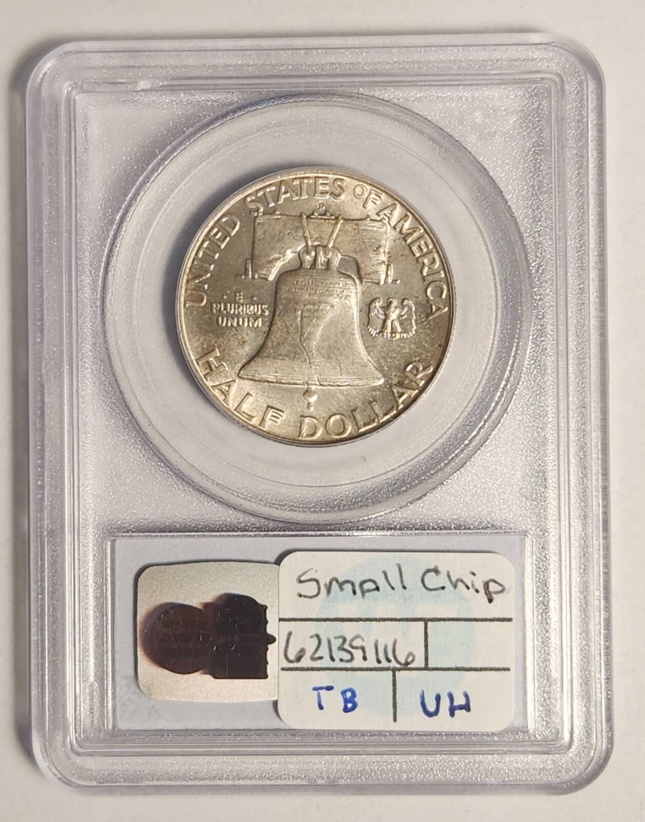 1959 D Franklin Half Dollar PCGS MS-65 FBL - SMALL CASE CHIP