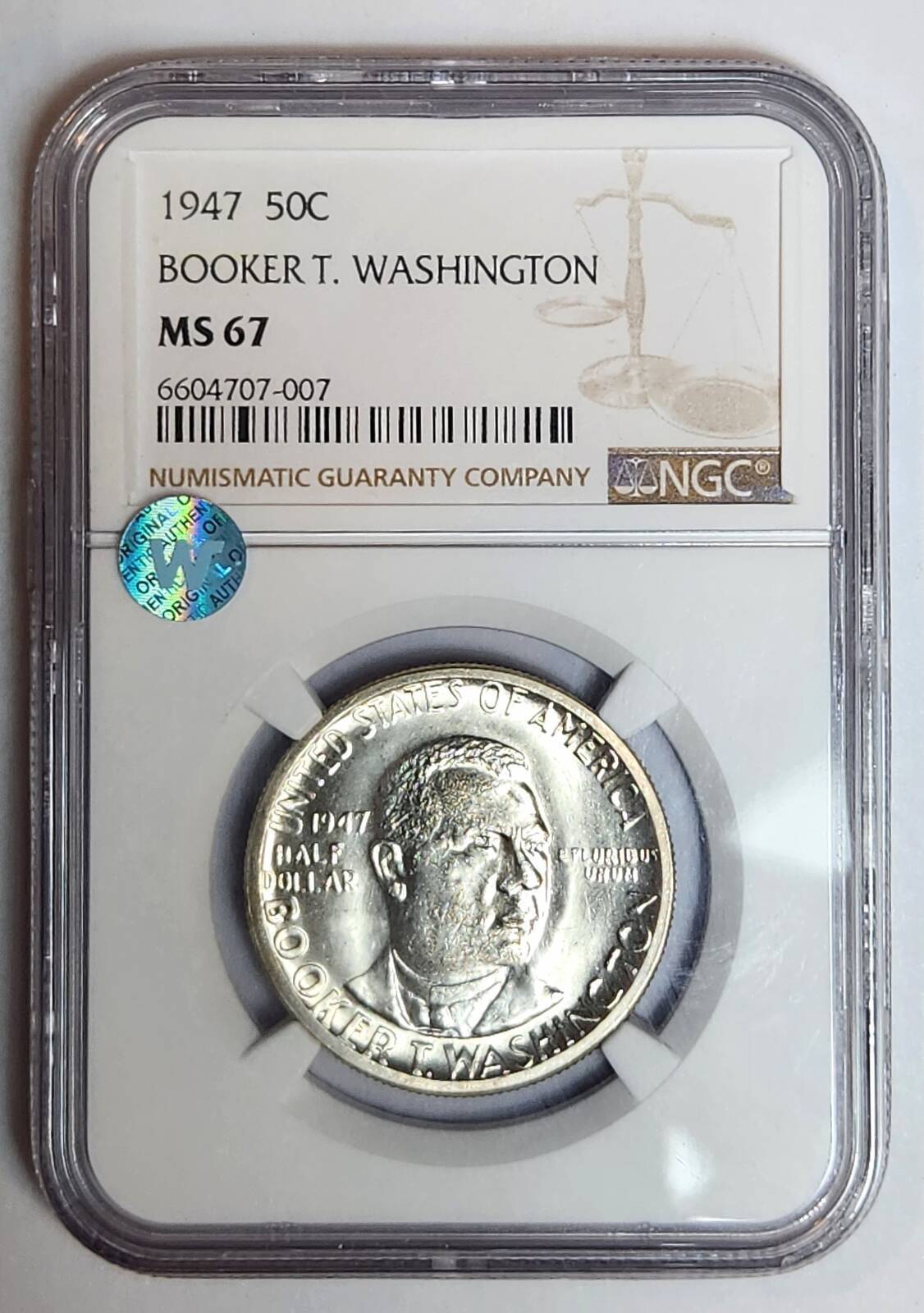 1947 P NGC MS-67 BOOKER T. WASHINGTON Sight White