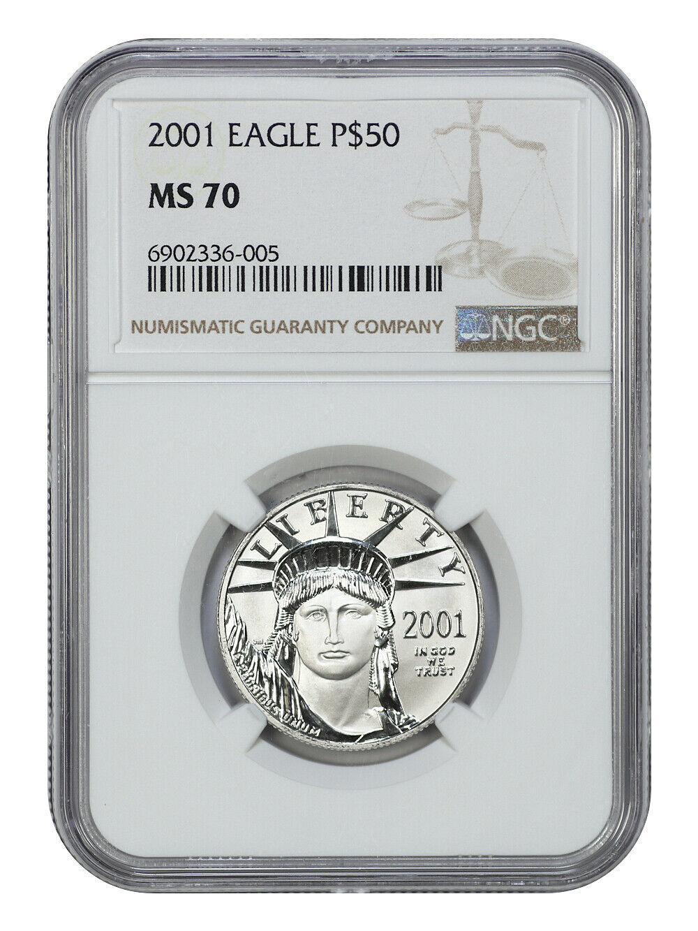 2001 $50 Statue of Liberty NGC MS70 - $50 Platinum Eagles