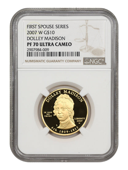 2007-W $10 Dolley Madison NGC PR70DCAM