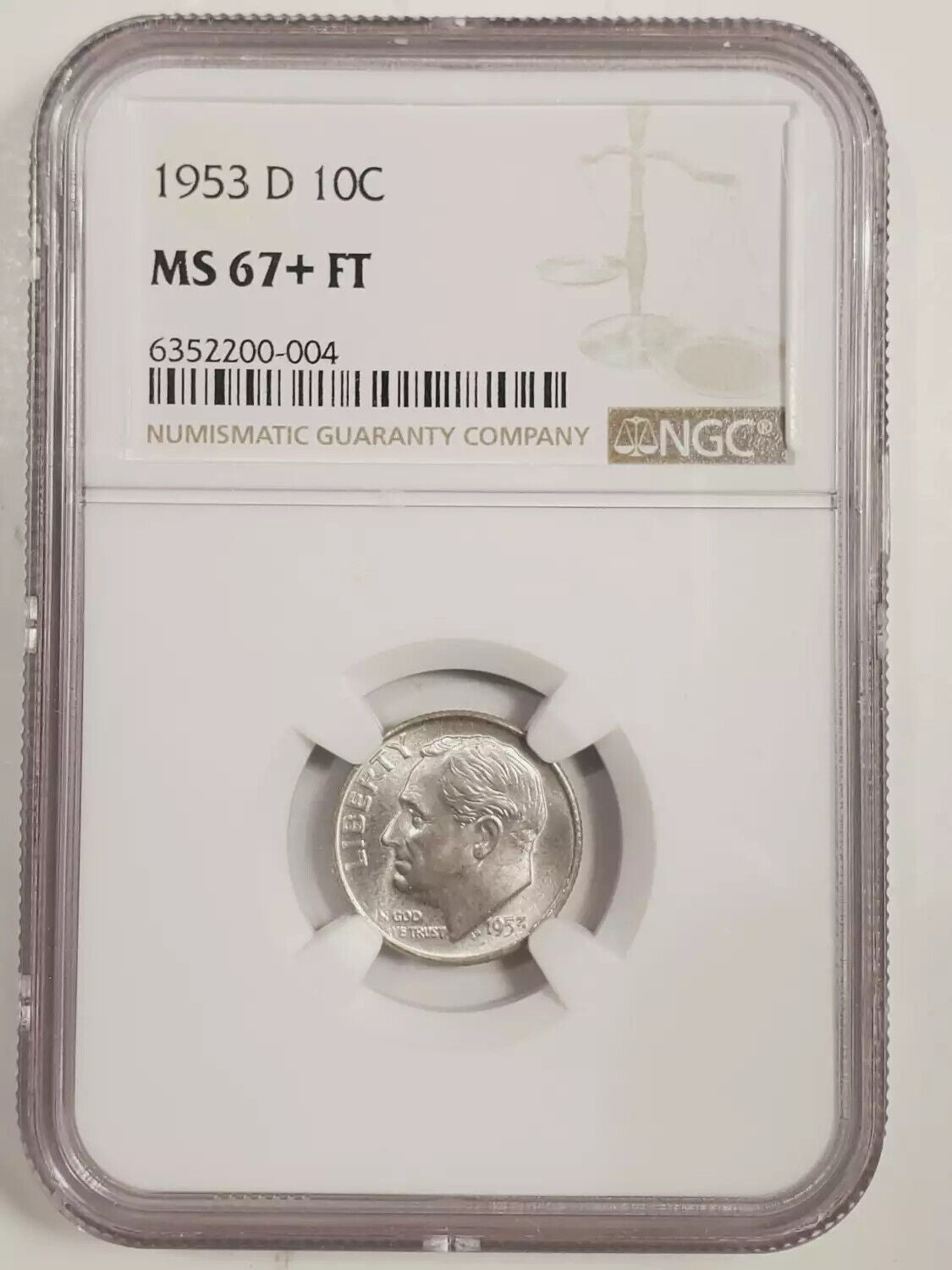 1953 D Dime Roosevelt NGC MS-67+ FT