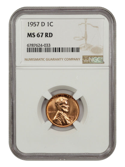 1957-D 1C NGC MS67RD