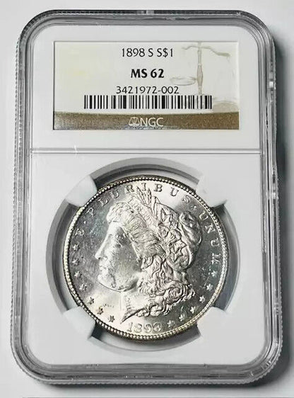 1898 S Morgan Silver Dollar NGC MS-62