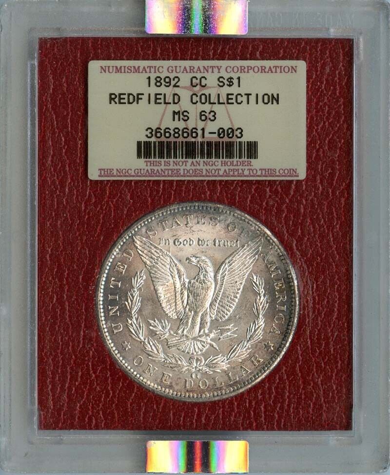 1892-CC Morgan Dollar S$1 NGC MS63 Redfield Collection