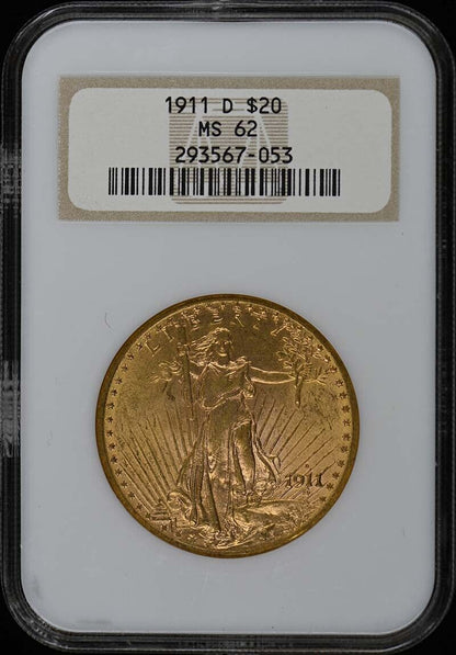 1911-D Saint-Gaudens $20 NGC MS62