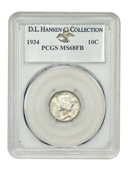 1934 10C PCGS MS68FB ex: D.L. Hansen