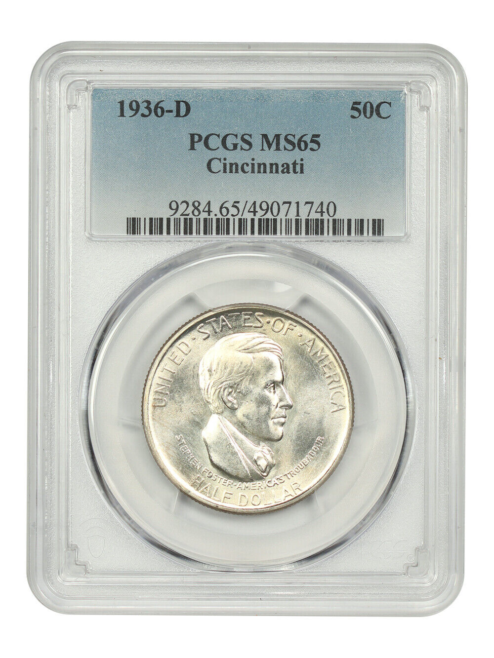 1936-D 50C Cincinnati PCGS MS65 - Classic Silver Commemorative