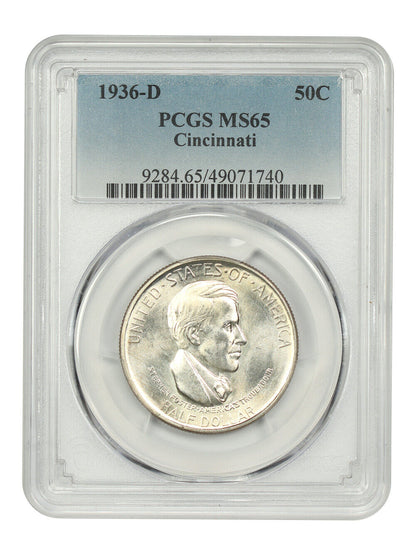 1936-D 50C Cincinnati PCGS MS65 - Classic Silver Commemorative